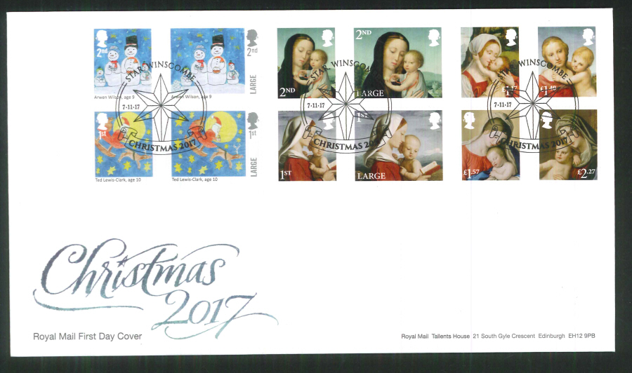 2017 Christmas FDC - Star, Winscombe (Star) Postmark - Click Image to Close